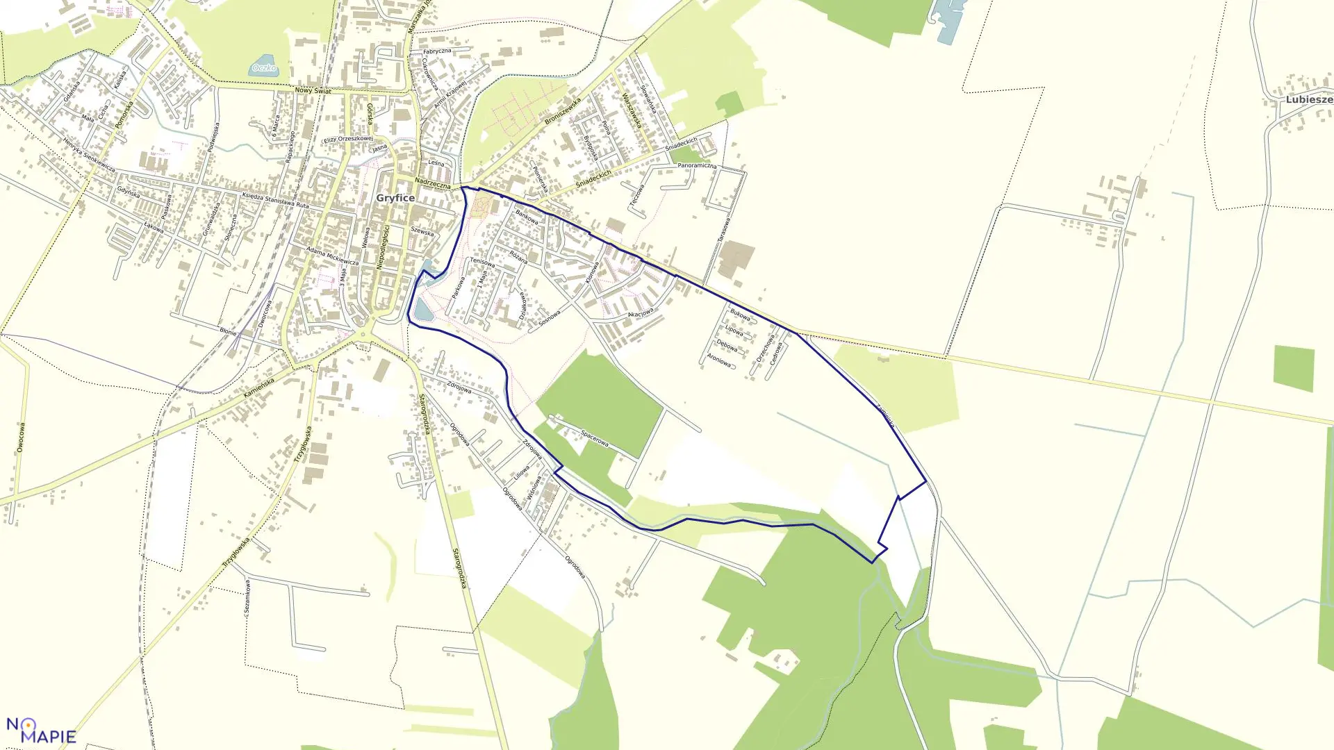 Mapa obrębu Gryfice -7 w gminie Gryfice