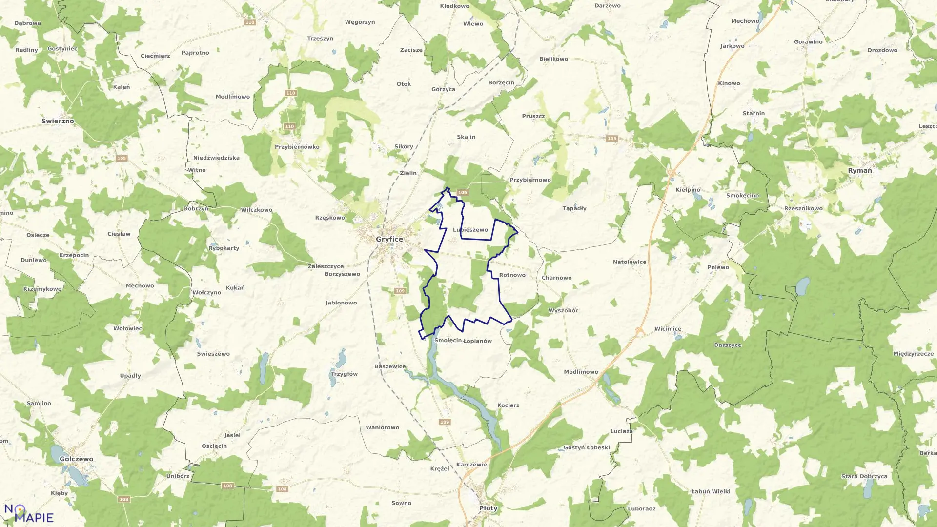 Mapa obrębu Stawno-Sokołów w gminie Gryfice